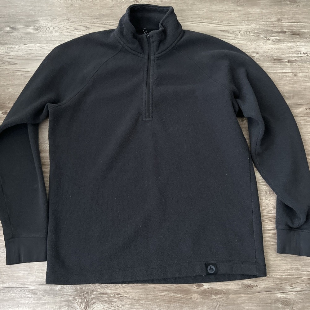 American Giant Pile Fleece Half Zip Pullover Black Mens Large
